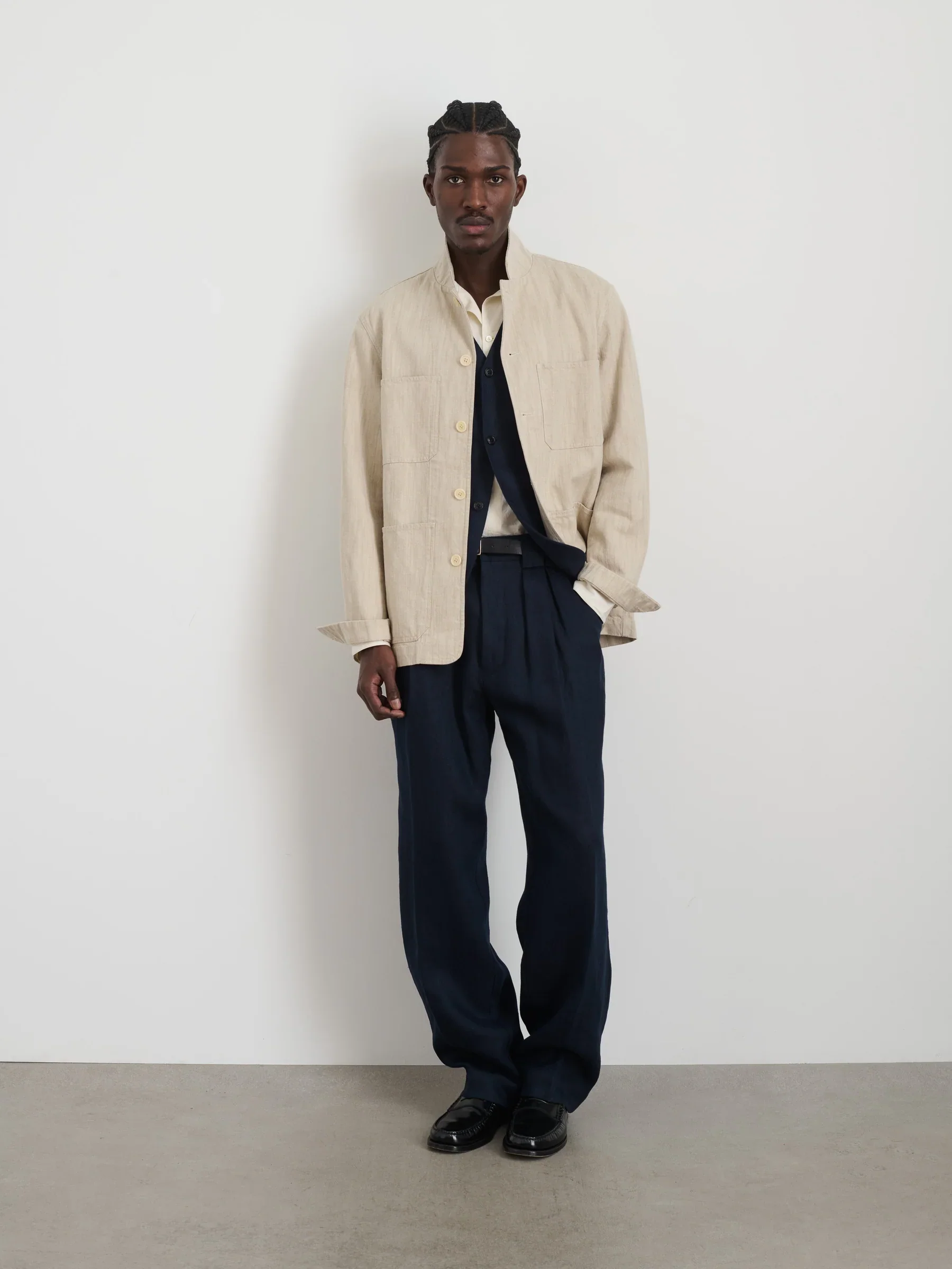 Work Jacket - Flax Ivory Cotton Linen - Image 3