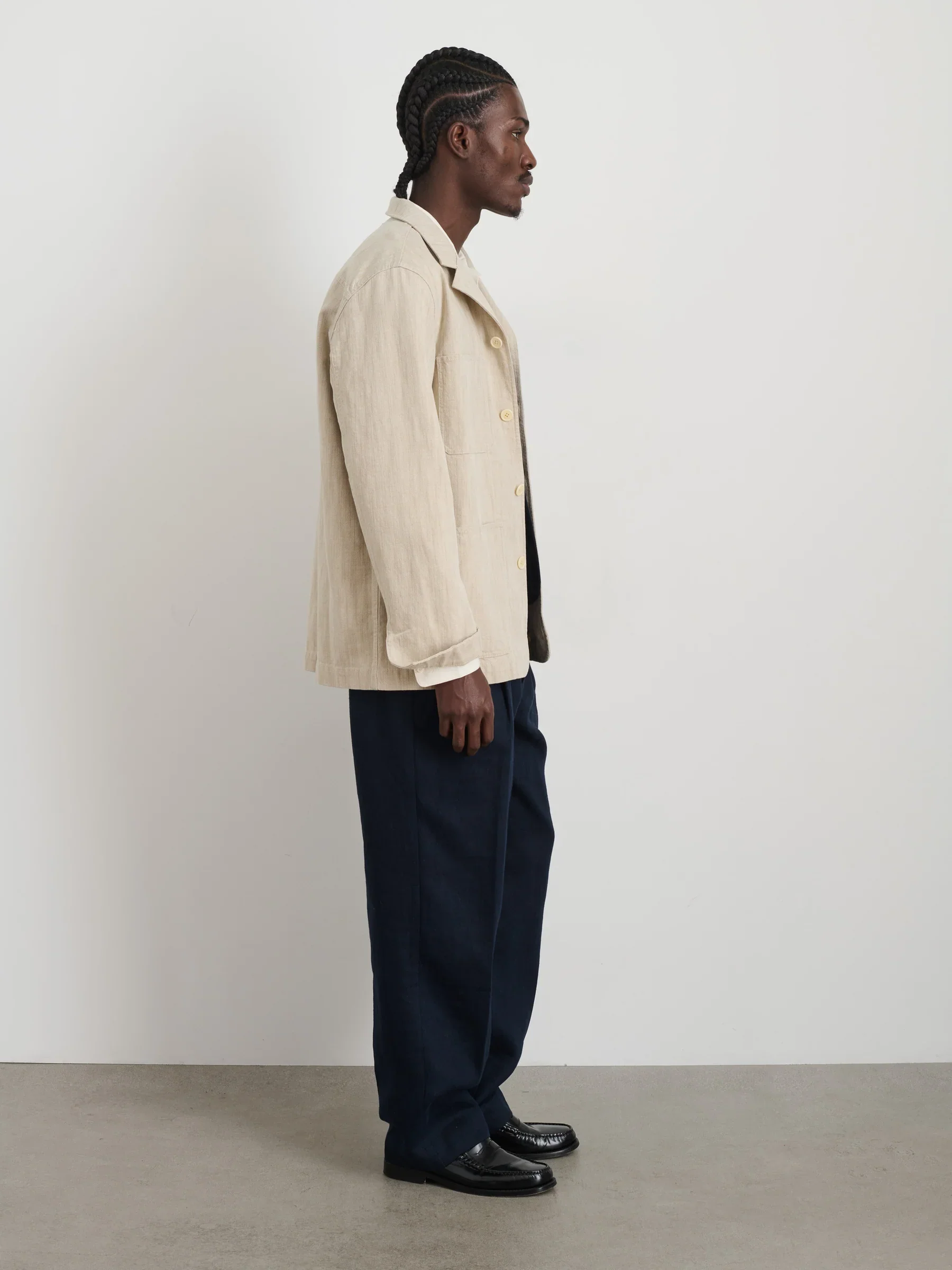 Work Jacket - Flax Ivory Cotton Linen - Image 4