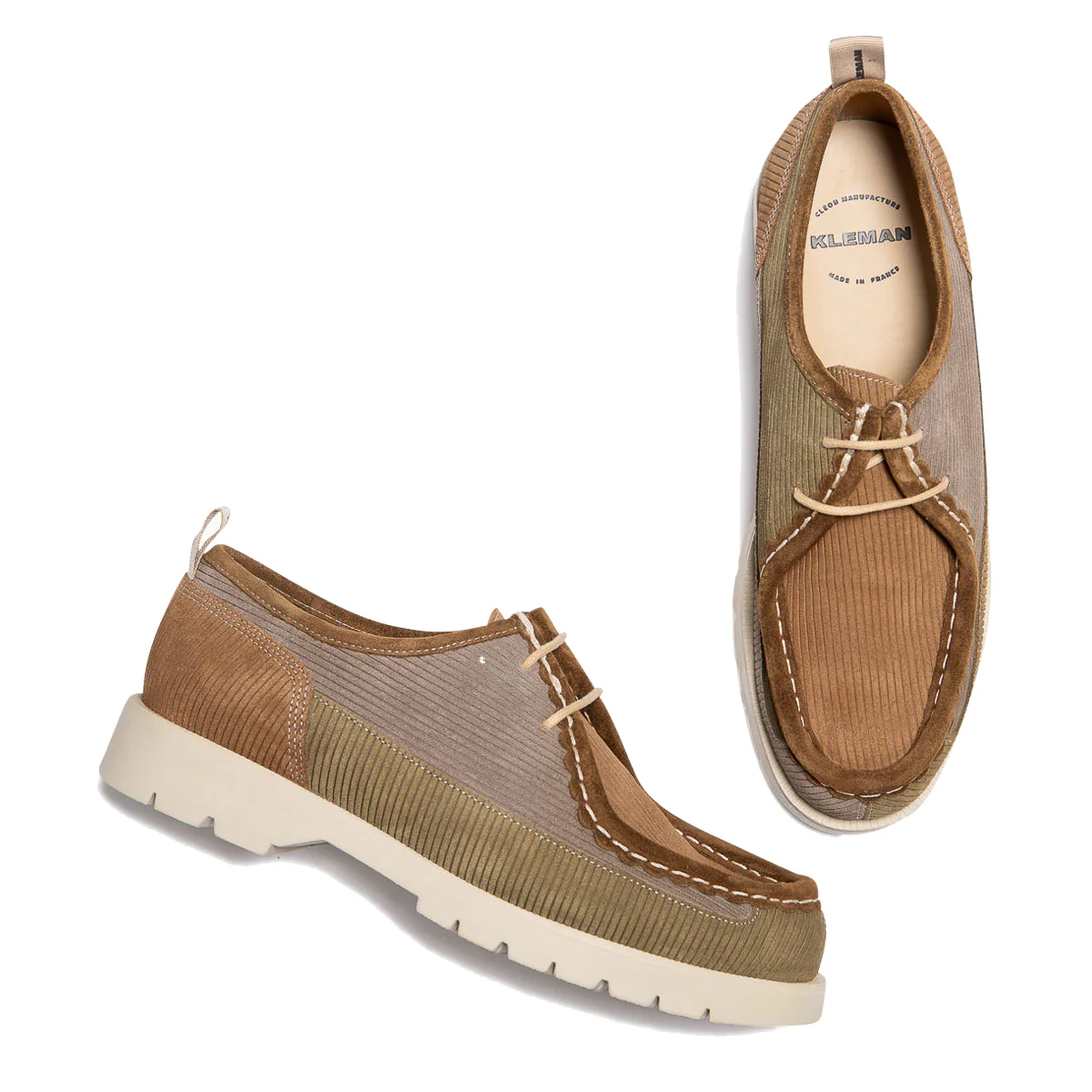 Bastille Cord Velvet Derbies - Khaki/Taupe/Brown - Image 3