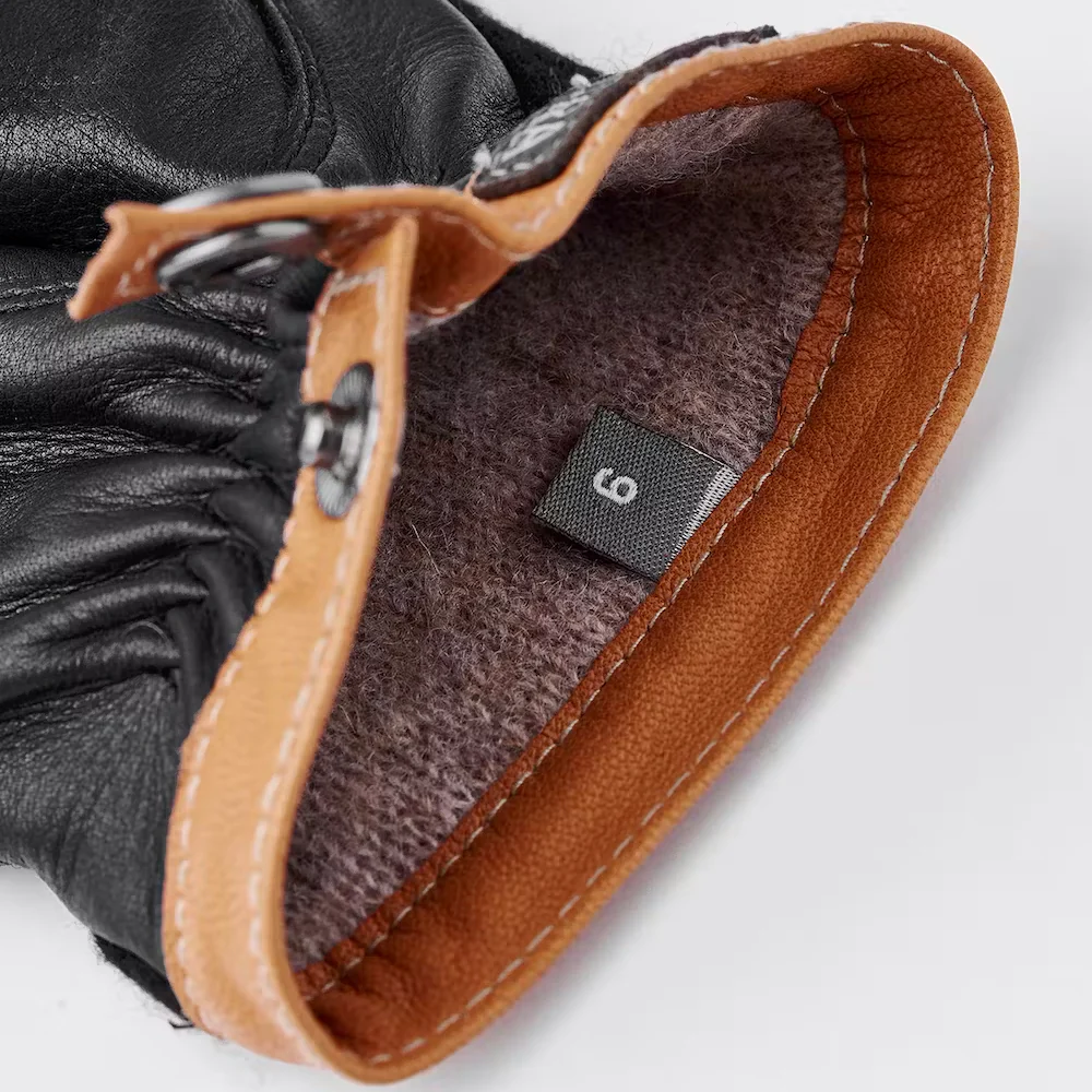 Deerskin Wool Tricot Gloves - Black - Image 4