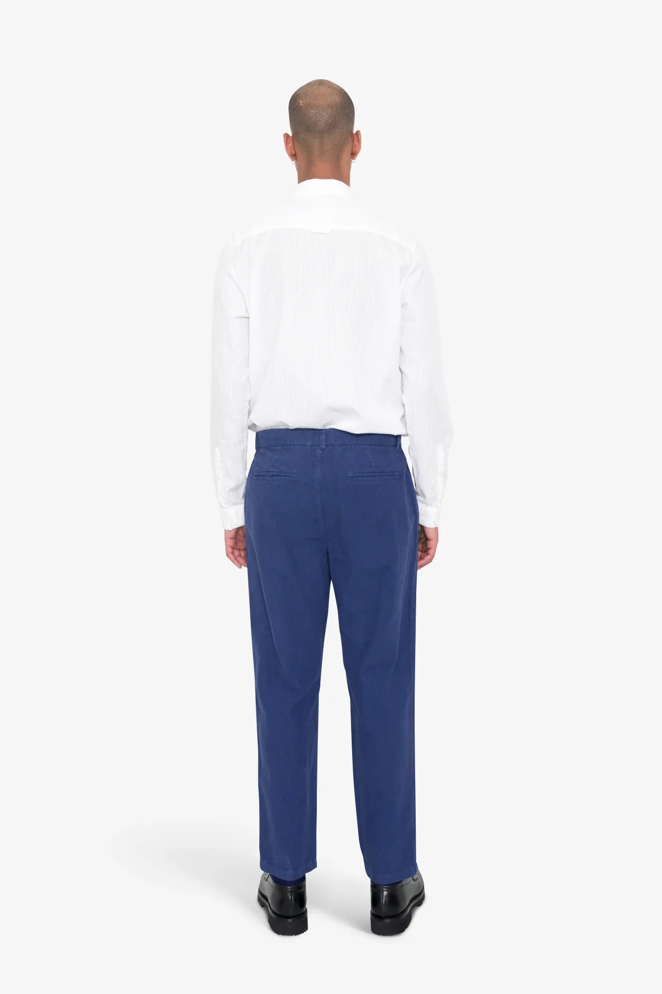 Fixed Waistband Cotton Linen Trousers - Deep Blue - Image 7