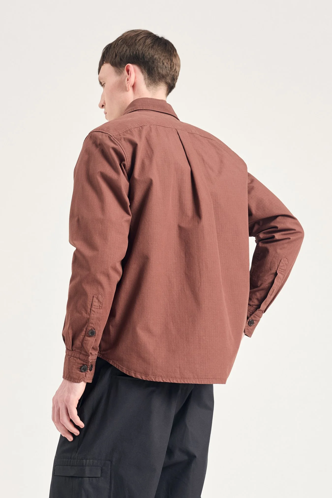 Algot Cotton Ripstop Relaxed Shirt - Mahogany - Image 3