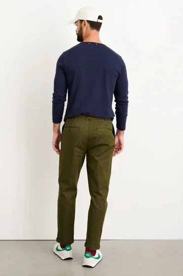 Slub Cotton Long Sleeve T-Shirt - Navy - Image 3