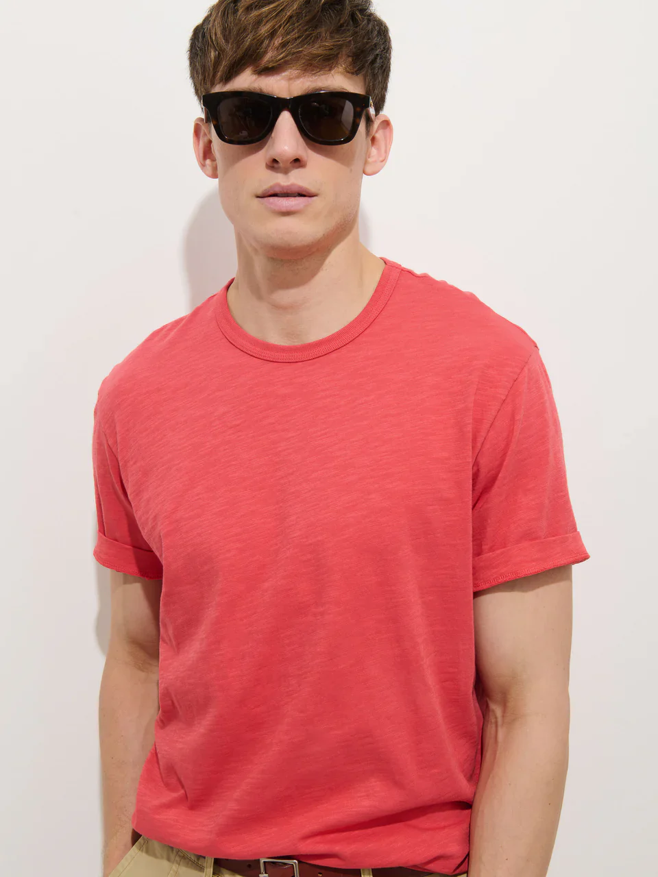 Slub Cotton T-Shirt - Fire Red - Image 3