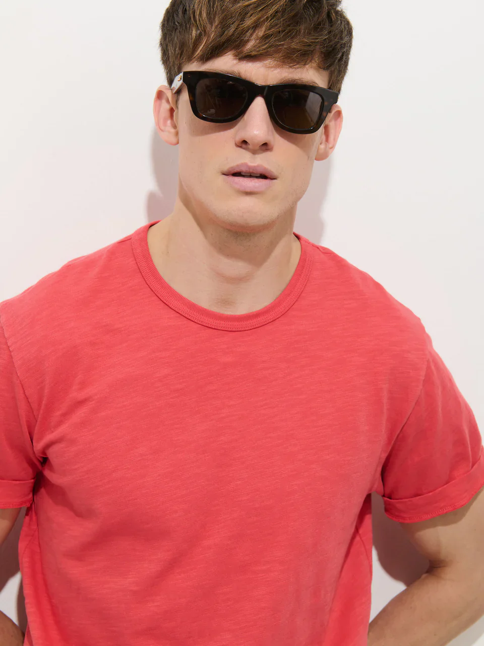 Slub Cotton T-Shirt - Fire Red - Image 5